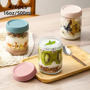 4/6pcs Airtight Glass Storage Jars with Lids, Stackable Leakproof Canisters for Kitchen Pantry, Food Storage Jars for Cereal, Pasta, Snacks & Pickling, Fruit Storage Container