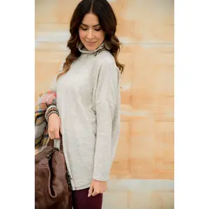 Side Button Knit Cowl Neck