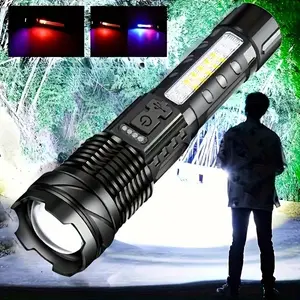 Super Powerful Rechargeable Dual LED Flashlight, Portable USB Driven Lithium Battery, Outdoor Camping Fishing Hunting Emergency Light RGB LED Flashlight