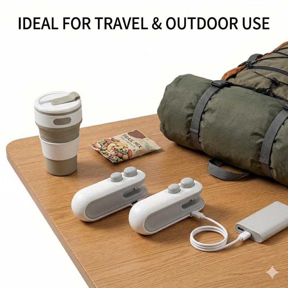 2 mini sealing machines, 2-in-1 sealing machine and tool magnet rechargeable sealing machine, portable handheld hot vacuum sealing machine, plastic bag small bag resealing machine, food storage brittle bag (white)