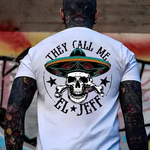 Ver 2 EL JEFF Skull Graphic Black Print T-shirt