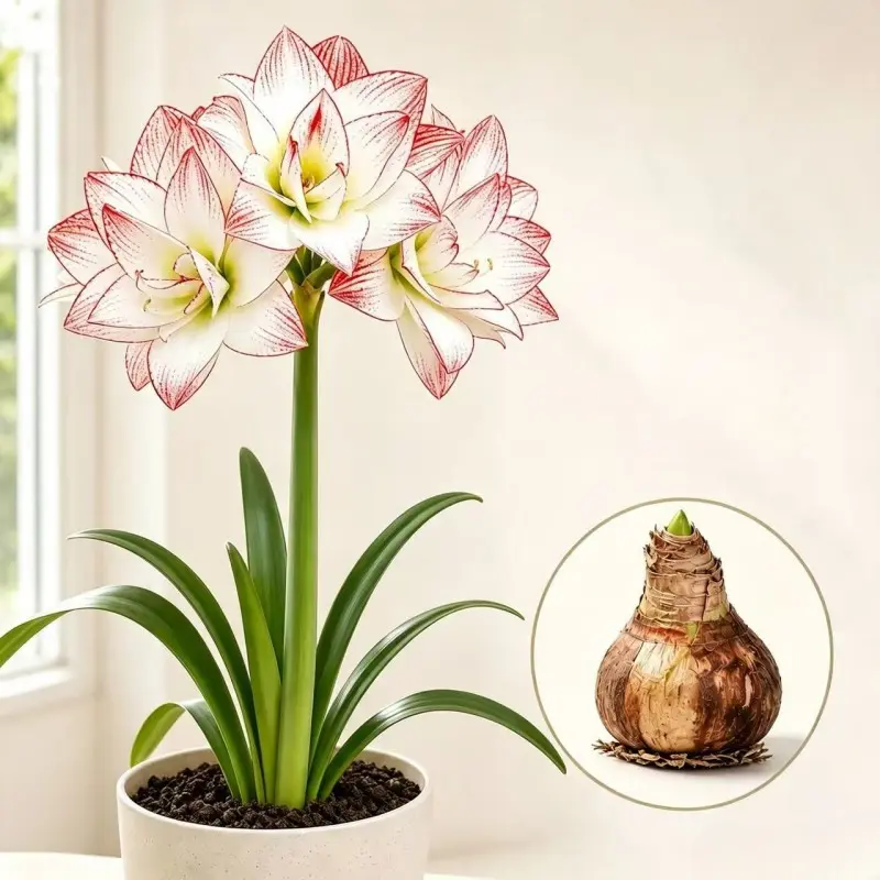 Amaryllis Bulbs, Perennial Flower Bulbs for Planting, Winter Blooming, Indoor & Outdoor Garden Patio Decor