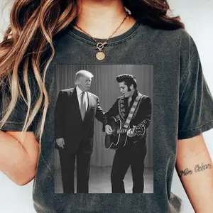 The King Lives Trump T-Shirt, Trump Elvis Shirt, Funny Trump Supporter Gift, Patriotic Graphic Tee, Political Parody Shirt
