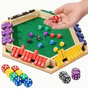 Wooden Shut The Box Dice Game - Classic Tabletop Game for Family & Adult Game Nights, Educational Math Toy for Strategy & Fun, Hexagonal Design with Colorful Dice & Number Planks, Ideal Gift for Game Enthusiasts & Party Entertainment party game accessory