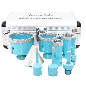 9PCs Dry Diamond Core Drill Bits Set, 1/4", 1/4", 1", 1-3/8", 2", 2-1/2" Drill Bits & 2" Beveling Chamfer Bit & 2PCs Adapters, For Ceramic Tile Marble Porcelain 5/8-11 Thread, Tools, Tool Box, Tools For Men, Drill Bit Set, Drill Bit Tool Set