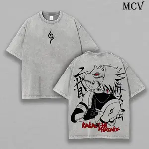Kakashi Hatake Washed Tee – Naruto Unisex Oversize Anime T-Shirt Oversized Top Breathable Menswear