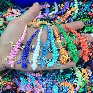 3D Printed Cute Mini Gecko Statue, Gradient Colors Randomly Selected, Perfect for Collectors, Party Decorations & Collectible Room Decor, Ideal Gift Item, Cute Collectible Figurines