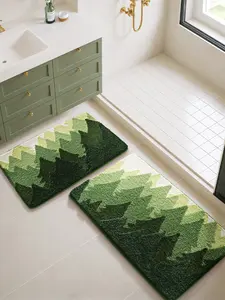 LUMI Non-Slip Rubber Ultra Absorbent Bathroom Rug Soft Texture Machine Washable Durable Gradient Wave Pattern Carpet for Showers Tubs & Sinks 20''X32''+20''X40