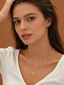 Women's Faux Pearl & Cross Necklace Set, Dainty Sideways Cross Choker with Simple Pearl Chain, Religious Faith Jewelry Gift for Her