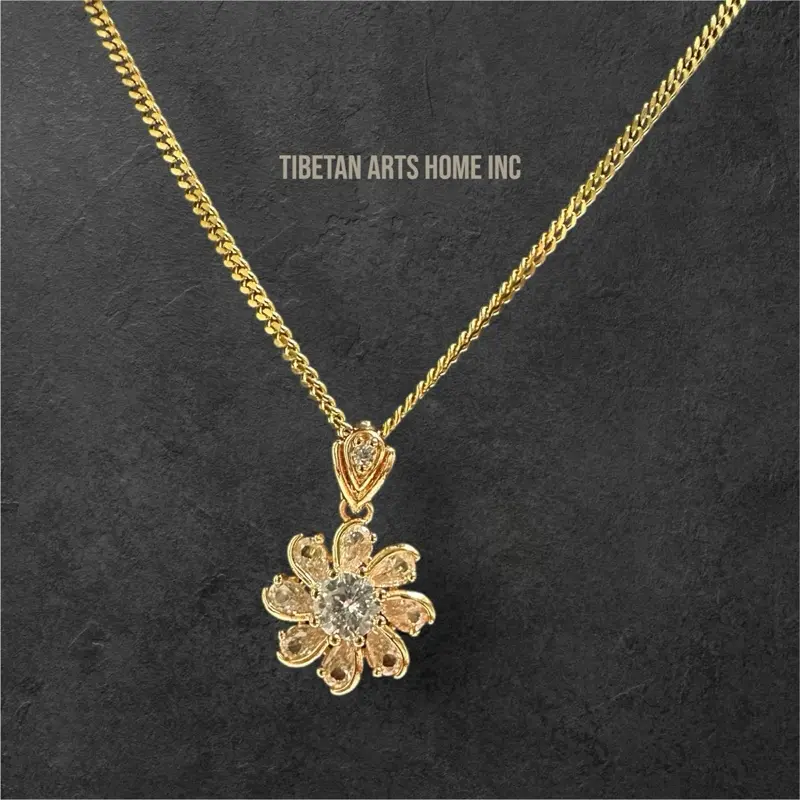 Light Pink flower shaped pendant with gold plated Chain.