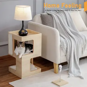 PAWZ Road Cat Tree with Scratcher, Multi-Level Modern Cat Condo Furniture with Removable Soft Cushions, Scratching Mat and Ball Toys for Indoor Cats-Beige#SummerVibes #petlovers