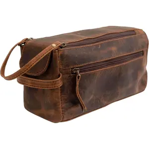 Men's Toiletry Bag, Travel Toiletry Bag for Men, Large Lear Dope Kit for Men, Shaving Bag for Travel Accessories, LargeMens Toiletries Bathroom Organizer, Shaving kit, Dopp kit(Brown)