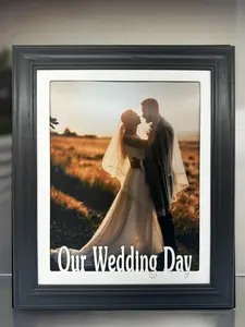 Personalized 8x10 Wedding Day Frame - "Our Wedding Day" - Custom Landscape or Portrait Photo Frame - Perfect Wedding Keepsake Gift for Newlyweds, Bridal Showers, Engagement Parties - 8x10 Jumbo