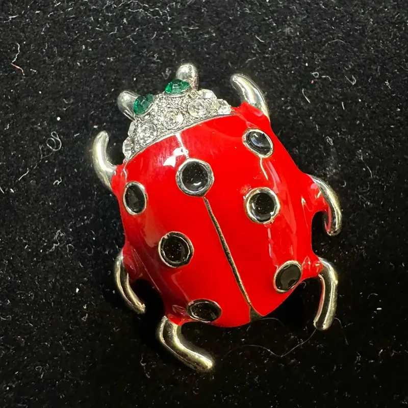 Rhinestone Ladybug brooch