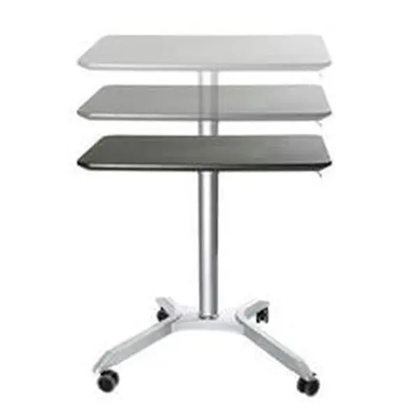Seville Classics OFF65800 Platinum Epoxy Airlift Sit-Stand Mobile Office Desk - 1 Flat Letter Tray, 5 Angled Trays for Letter/A4 Sized Papers, Corrosion Protection