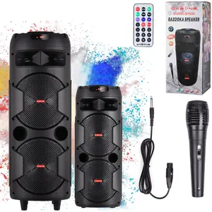 Dazone Portable Bluetooth PA Speaker System - Rechargeable Wireless Outdoor Bluetooth Speaker Portable PA System w/Microphone in, Party Lights, USB SD Card Reader, FM Radio - Wired Mic Remote