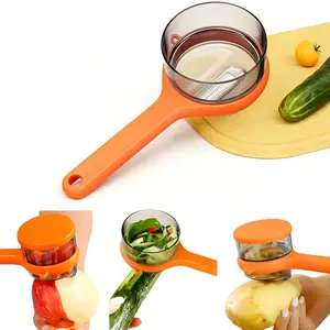 Peeling Knife with Storage Box, Upgrade Vegetable Peeler with Storage Bucket, Ergonomic Non-Slip Handle Stainless Steel Swivel Vegetable Peeler for Fruit Carrot Veggie Potatoes Peeler (orange)