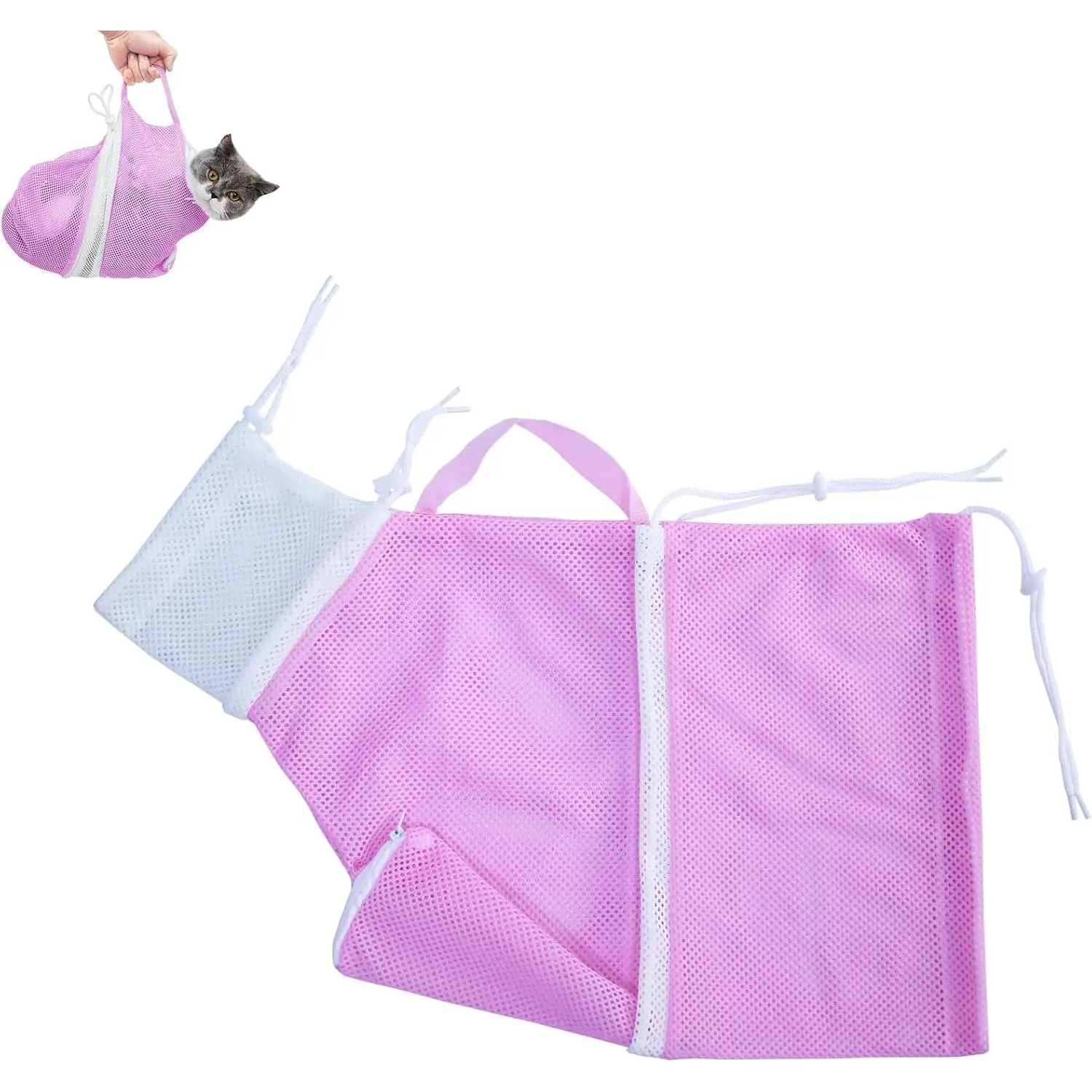 Bathing  Bag - Anti Bite & Anti Scratch Adjustable Pet Restraint for Bathing,  Trimming, , Injection - Secure & Calming with Adjustable Straps & Zippers ()