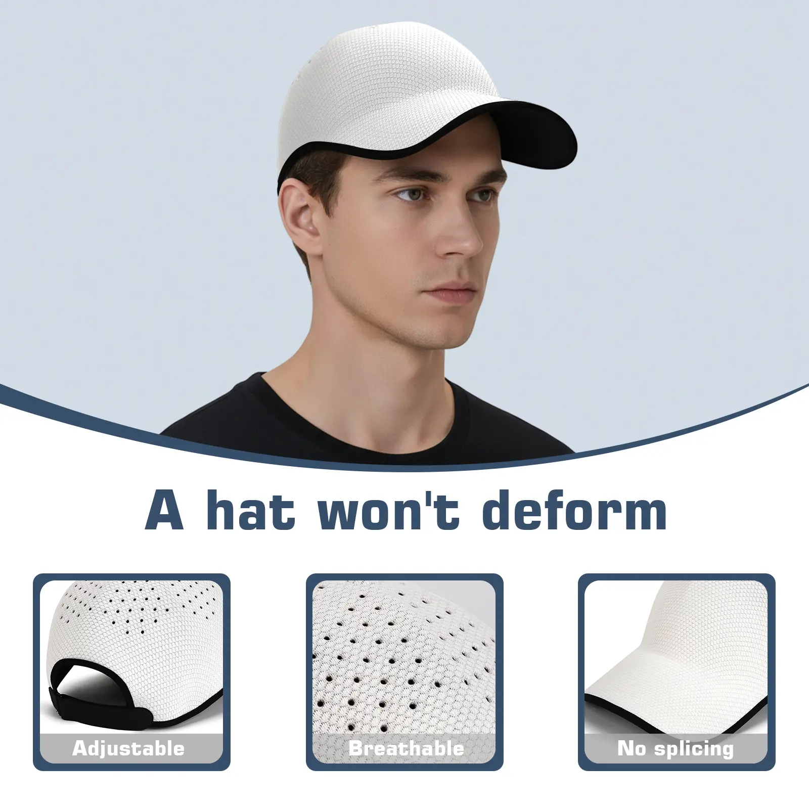 1-pack breathable baseball cap, Polyester sports hat, Sports outdoor hats, adjustable/washable outdoor casual hat, suitable for all seasons, travel, beach and party, golf hat, lightweight hat, tennis hat, outdoor hiking enthusiasts