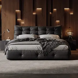 This Cloud Tufted Leather Bed Is Total Bedroom Luxury #PlatformBed #BedroomMakeover #ModernFurniture #DarkAestheticHome