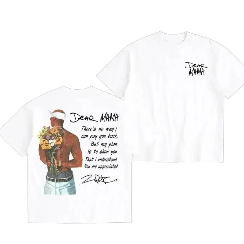 Women's Tupac Dear Mama T-Shirt, Fitted Short Sleeve Vintage Graphic Top with 2Pac 'You Are Appreciated' Quote, Gift for Mom, Shortsleeve, Tshirt, Tupac Graphic Women's T-Shirts