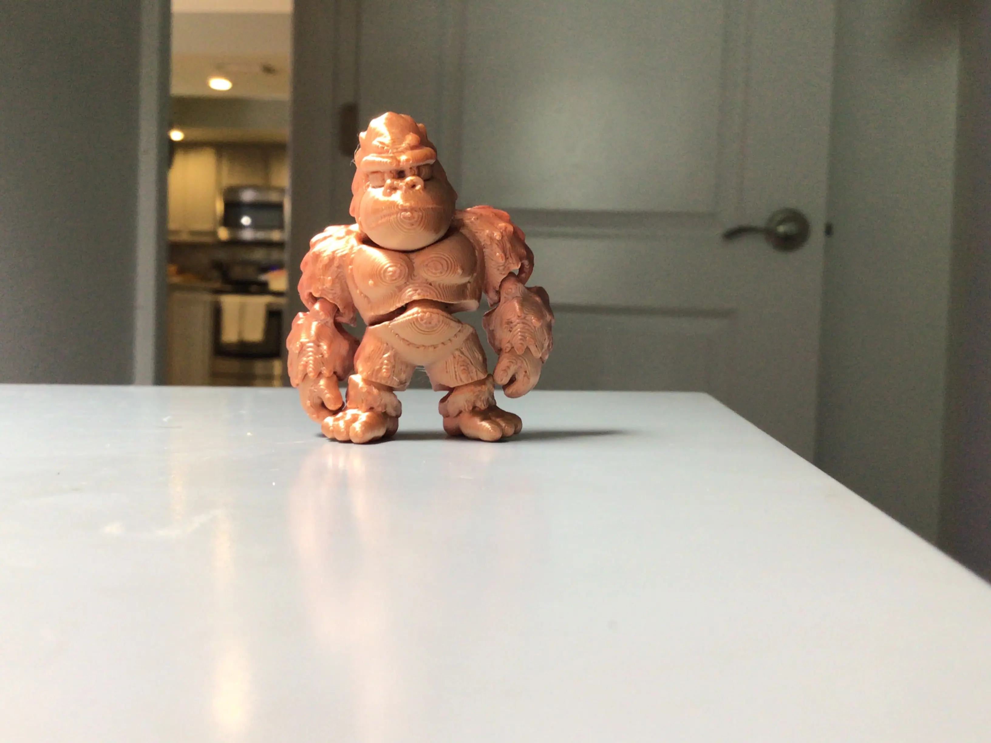 3D Printed Gorilla Standing Statue, Home Decor Accent for Living Room Shelf
