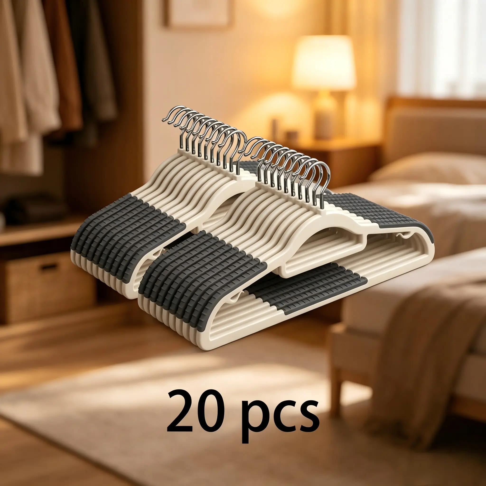 Non-Slip Garment Hangers 20pcs Traceless Anti-Bump Design for Clothes Care Durable Drying Support to Keep Shirt Sweater Shapes Home Organization Must-Have Organiser, Hanging, Multifunctional Clothes Hanger
