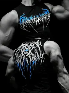 Men's Fitness Top, Casual Running Quick-Dry Breathable Tight Fit Short Sleeve Tank, Sports Vest Top, Gym Training Shirt, Night Run, Daily Wear, Comfortable