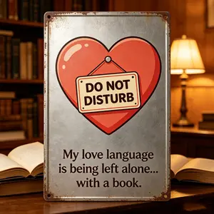 "DO NOT DISTURB My love language is being left alone" 8x12 Inch Aluminum Metal Sign - Humorous Wall Decor for Kitchen, Farmhouse, Chicken Coop, Dorm Room - Retro Tin Sign Gift for Chicken Lovers & Humor Fans