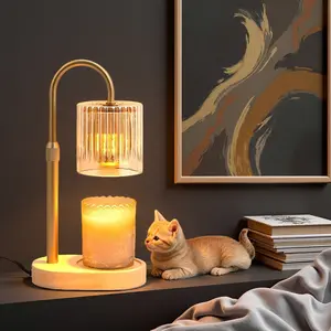 Cozy Candle Warmer Lamp with Timer & Height Adjustment for Scented Wax Cubes & Jar Candles Safe Flameless Decor Light with Wooden Base & Non-slip Mat