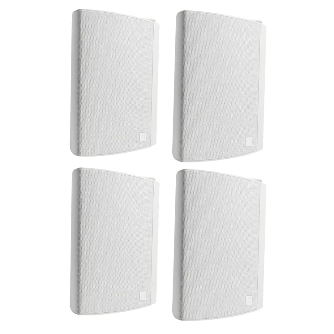 Definitive Technology Dymension AW-550 Wired All-Weather Outdoor Speaker Bundle (White, 2 Pairs) - 5.25" Woofer, 1 Tweeter, Passive Bass Radiator, 2-Way Wall Mount, IP66 Water Resistant for Patios, Pools, Poolsides, Gardens