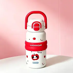 Stainless Steel Insulated Cup with Fun Design, Drinkware, Large Capacity with Handle, Dual Drinking Options, Perfect for Women, Yoga, Commute, Gifts