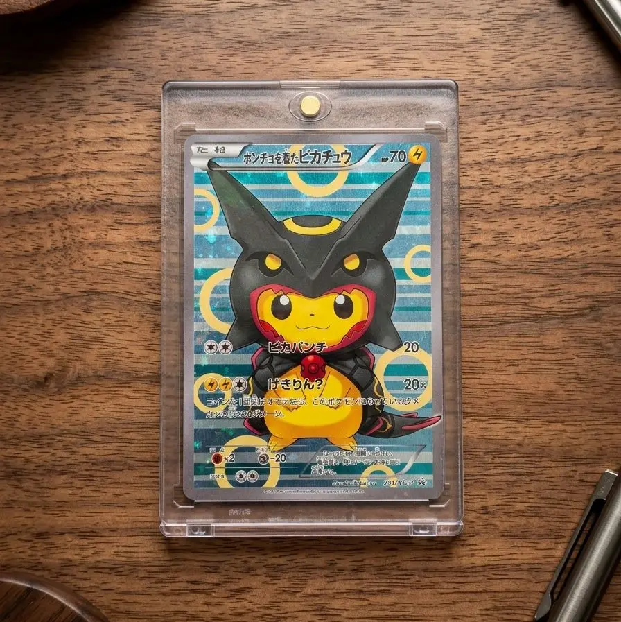Poncho-Wearing Pikachu 231/XY-P Shiny Unique Art Trading Card - Japanese Promo Edition, Near Mint Raw Shiny Rayquaza Collectible Card, Shiny Art