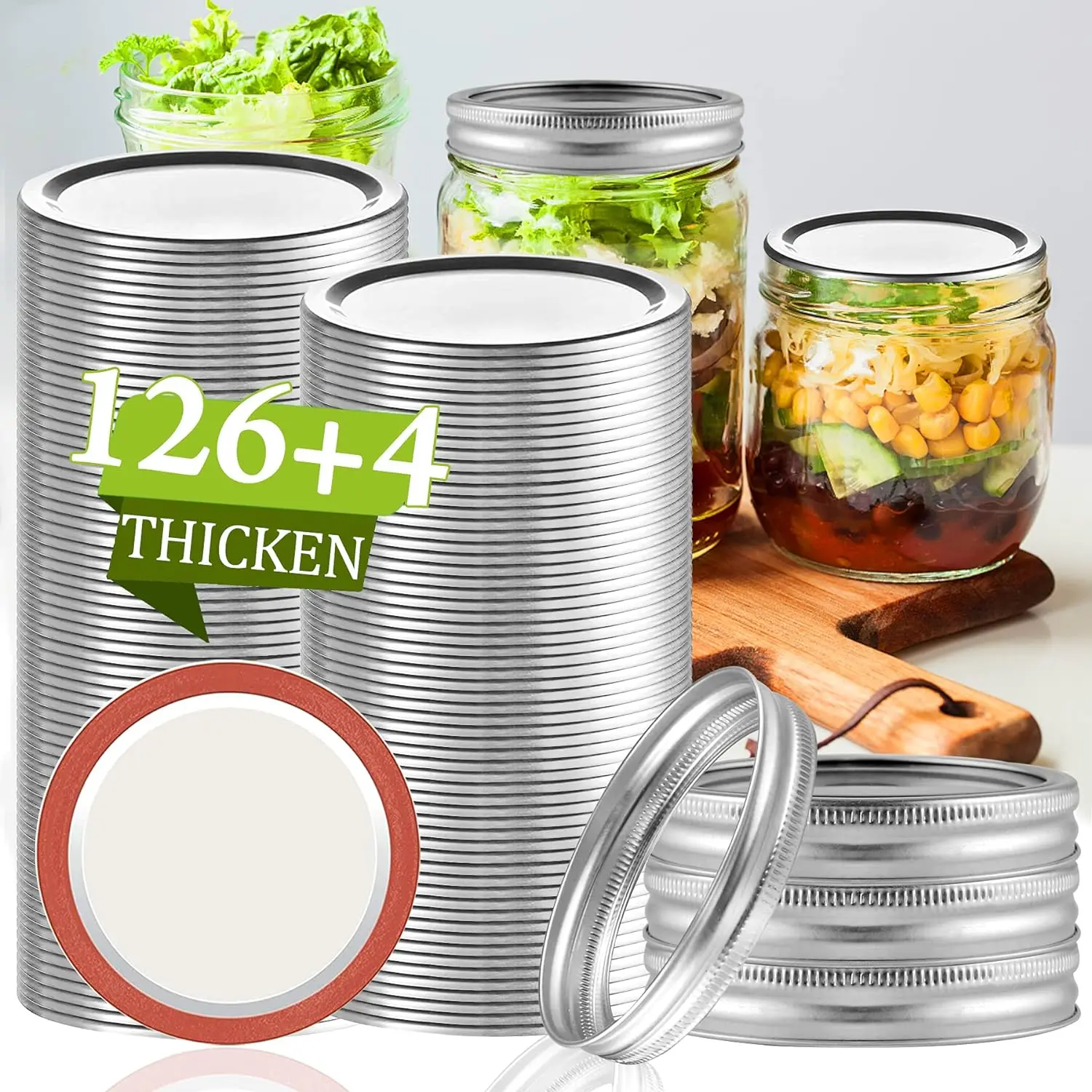 Canning Lids 130 count, Mason Jar Lids Wide Mouth 86MM Canning Lids Anti-Rust and Leak Proof Airtight Split-Type Lids  Canning Flats with  Seals for Mason Jars
