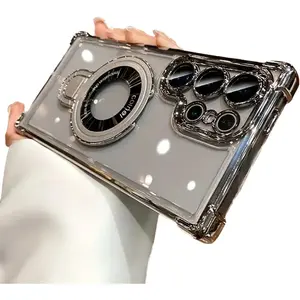 for  Galaxy S25 Ultra Clear Case with  Ring Stand, [Compatible with MagSafe] Shockproof  Soft Case Camera Lens Protector Thin Phone Cover for S25 Ultra 6.9" ()