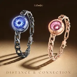 Totwoo Smart Touch Bracelets for Couples, Long Distance Connection Jewelry, Vibration & Light Sync via App, Private Message Custom, Unlimited Distance Love Bracelet, Gifts for Boyfriend Girlfriend Couples & Friends