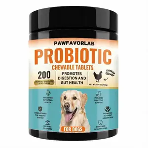 PAWFAVORLAB Probiotic Bites for Dogs - Canine Nutritional Probiotic Chewable Tablets Supplement with Five Probiotics for Gut Health & Immune Function, Up to 100 Days of Use pet chews probiotics for dogs dog chews