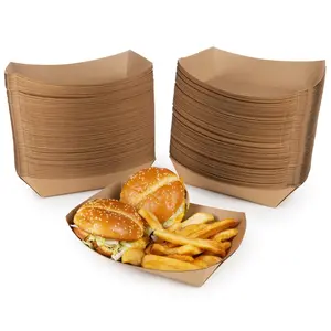 IDL Packaging 5 lb Kraft Paper Food Trays (Pack of 500) - Food-Safe Poly Coated for Extra Moisture Resistance - Proudly Made in USA - Serving Tray for Fries, Burgers, Appetizers, and Side Dishes