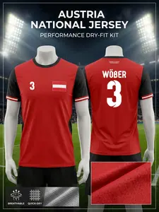 2026 Austria National Team Soccer Jersey, Sport Jersey, Breathable Mesh Football T-Shirt, Quick-Dry Moisture-Wicking, Advanced Technical Knit Support Gear
