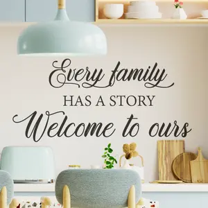 Inspirational Family Story Decorative Wall Decal - Easy-to-Apply Removable Vinyl Quote, Welcome Decor for Living Room, Home Decor Gift for Entryway