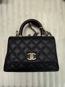 Pre-owned CHANEL caviar Tote Bags Quilted Extra Small Coco Handle Flap Black