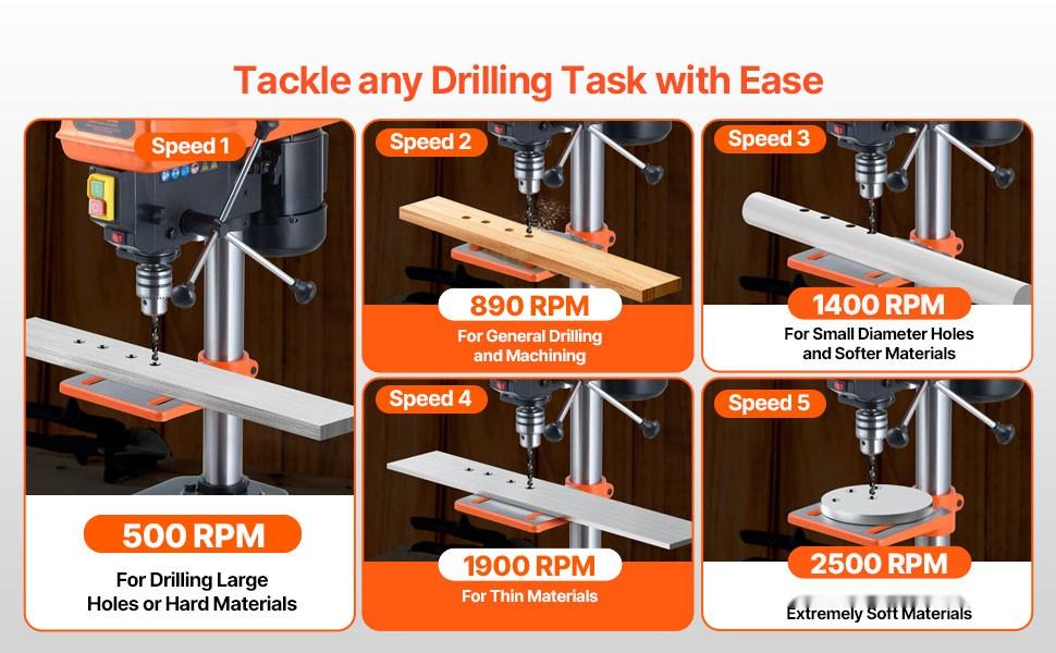 8-Inch Benchtop Drill Press Tabletop Drilling Machine with 750-3200 RPM Adjustable Speed, Precision Worktable, Variable Speed Control, Heavy Duty Bench Drill Press for Home Garage Workshop