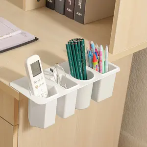 1ps Japanese-style Pasting Tableside Cabinet Side Large-Capacity Quad-Compartment Cosmetic And Stationery Storage Box Pencil Box Desk Organizer Multi Compartment Organizer Office Desk Accessories