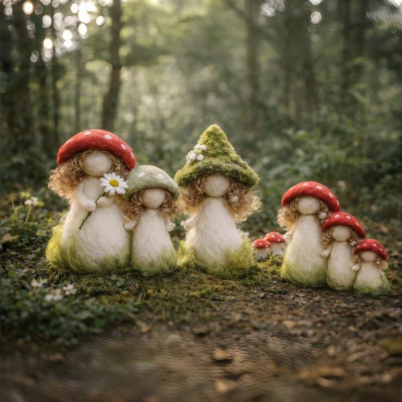 1Set Needle Felting Kit, Felting kits for Beginners adult with Step-by-Step Tutorials, Mushroom Girl DIY Felting Kit, Cute Funny Home Decorative Ornaments, Birthday Valentine's Day and Christmas Novelty Gifts, Diy Handmade Craft