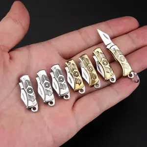 Mini Copper Folding Knife Keychain, Portable Pocket Knife, Compact Design, Perfect Gift for Fishing, Edc, Daily Use, Folding Pocket Knives