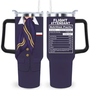 Flight Attendant Gifts Flight Attendant Tumbler Cup Flight Attendant Gift For Women 40 Oz Travel Mug With Lid Straw and Handle