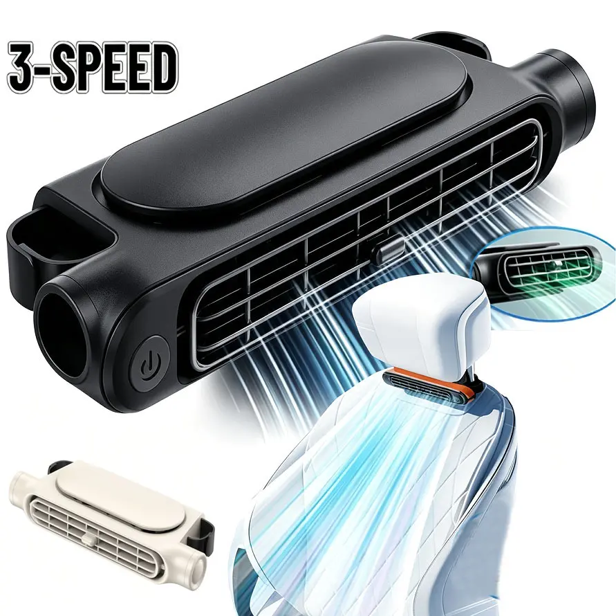 2Packs USB Powered Car Seat Fan for Driver & Backseat, 2 Front Seats , Mini Back Cooling Fan Kids Baby Quiet Headrest Neck Fan Accessories for Front and Back Seat 3 Adjustable Wind Speeds for Most Vehicle Van RV Truck