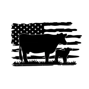 Cows with Flag Decal - Personalize Your Belongings with a Touch of Style