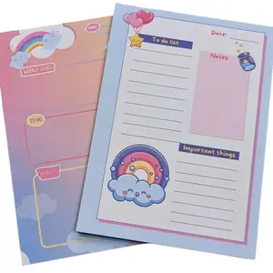Kawaii Cloudy Journal Pad & Rainbow Magic 5 in x 7 in Cute Delicate Notepads with 25 Pages Semi Hard Cardboard Back for Anxiety Buster