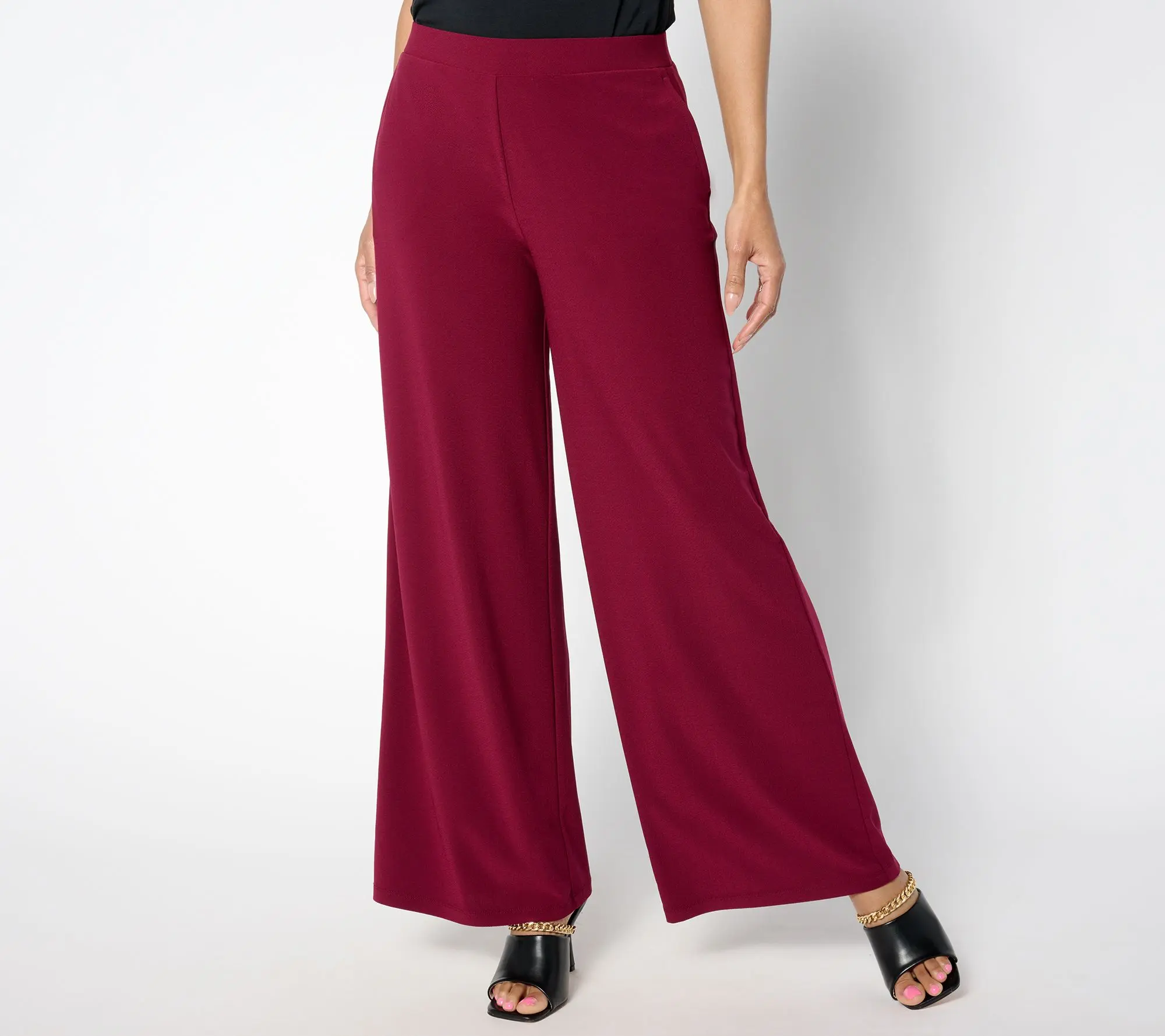 Susan Graver Reg Every Day Textured Liquid Knit Wide-Leg Pants